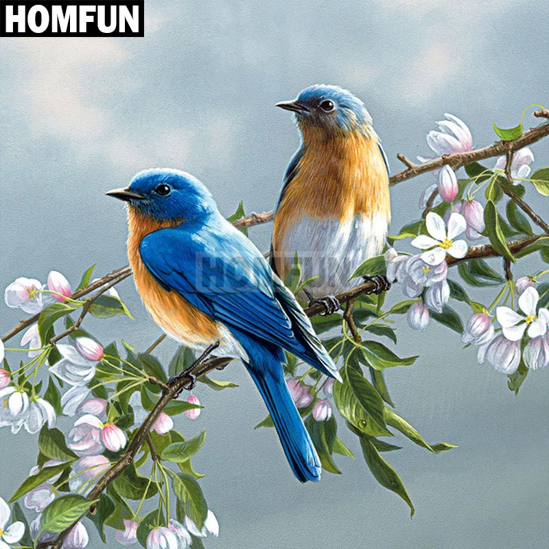 Алмазная живопись HOMFUN A02728 птица и цветок вышивка крестиком из квадратных/круглых