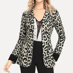 Feitong женское модное пальто с длинным рукавом с леопардовым принтом, с вырезами на шее, повседневная верхняя одежда, пальто, модная женская
