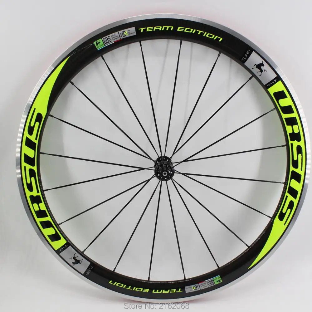 Best Brand New green color 700C Racing Road bike 50mm clincher rims bicycle 3K carbon wheelset with alloy brake surface Free shipping 7