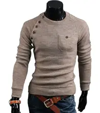 

MUAONE 2018 New Brand Men's Sweaters Fashion O-Neck Solid Color Single Pocket Design Long Sleeve Pullover 7712
