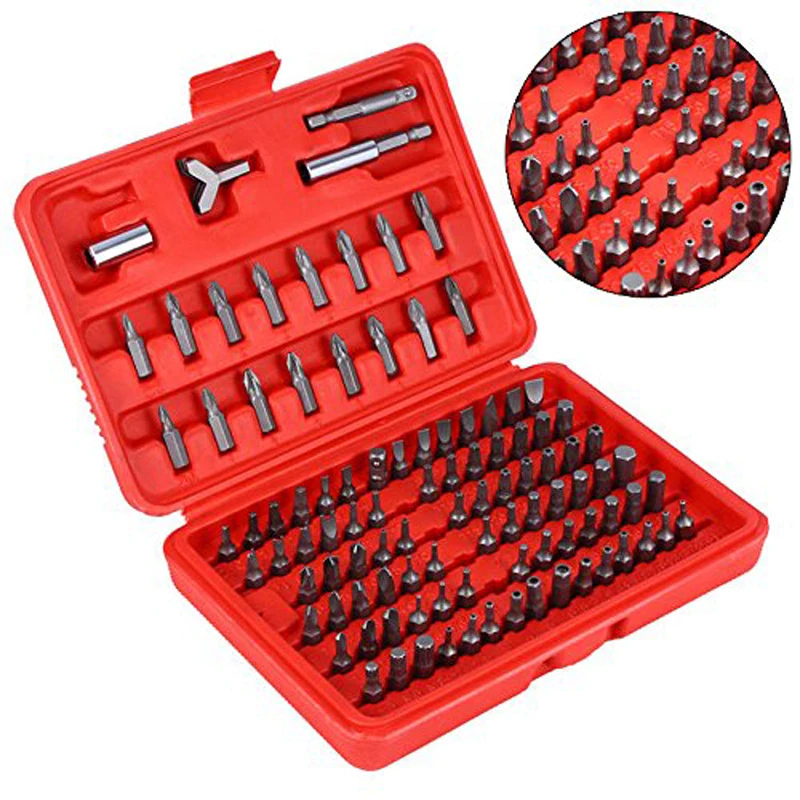 

100pcs Chrome Security Bit Tool Set Torx Hex Drill Star Spanner Screw Driver Tri-wing Torx Spanner Hex Fasteners Screwdriver Bit