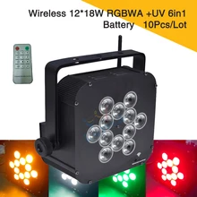 10 шт./лот) беспроводной Quad Led Par свет 12 шт.* 18 Вт RGBWA+ УФ 6in1 светодиодные par-прожекторы Par может для сценического клуба Дискотека вечерние партия шоу