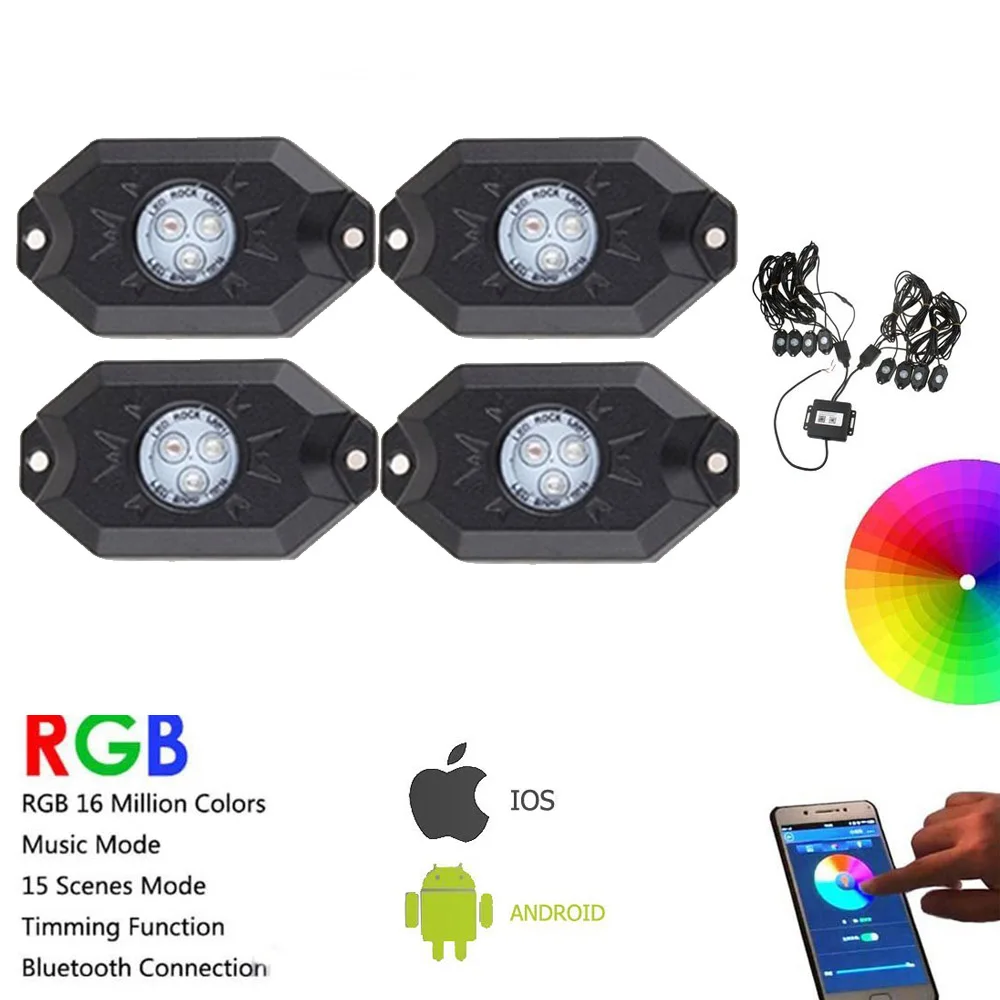Bluetooth Pod RGB светодиодный светильник для внедорожника автомобиля лодки (4 шт.)|led rock