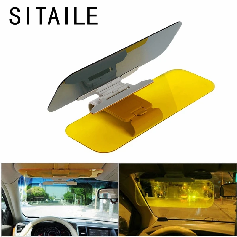 SITAILE Car Sun Visor HD Car Anti-Glare Dazzling Goggle Day Night Vision Driving Mirror UV Fold Flip Down HD Clear View Visor