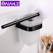Toilet Brush Holder Black Aluminum Creative Toilet Brush Holder Set Glass Cup Wall Mounted Modern Bathroom Cleaning Brush Holder Toilet Brush Holder Black Aluminum Creative Toilet Brush Holder Set Glass Cup Wall Mounted Modern Bathroom Cleaning Brush Holder