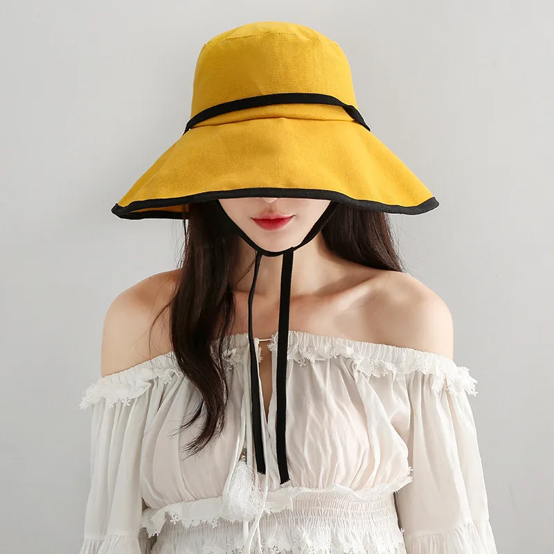 kate spade bucket hat Women K POP Fashion Yellow Outdoor Bucket Hat Solid Traveling Round Safari Hats And Caps Tie Belt Panaman Winter Hat YY150 best bucket hats