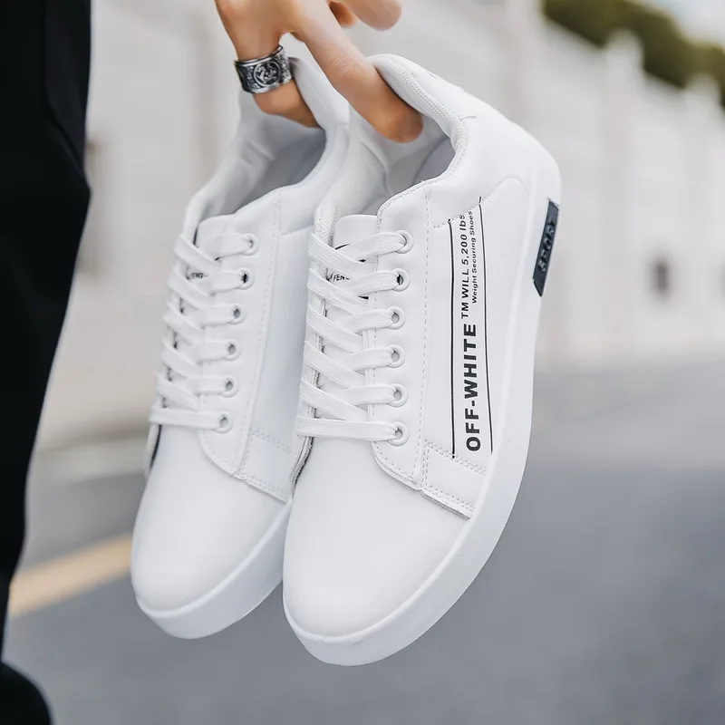 

2019 spring and autumn explosions fashion flat white shoes trend wild men's casual shoes Lace-Up