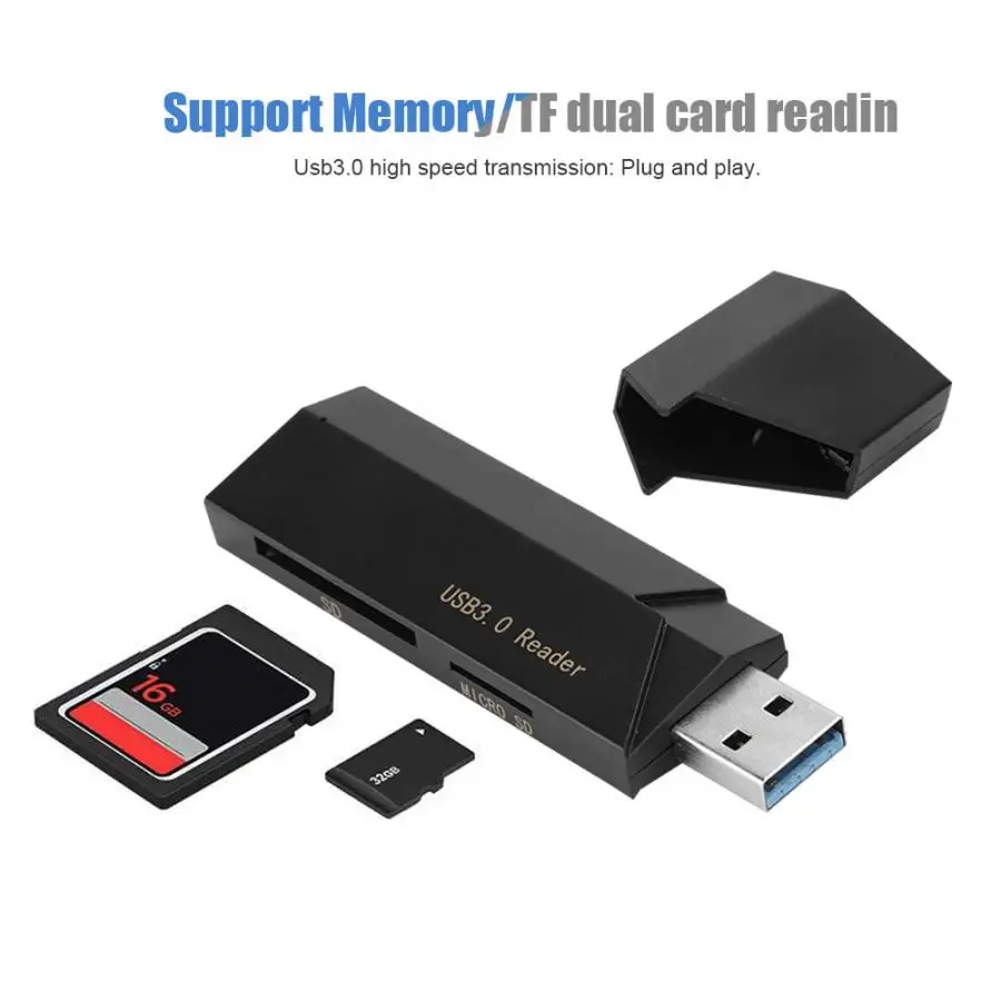 Мини-Память/TF с двумя картами для чтения USB3.0 кард-ридер универсальный для Windows/OSX/Linux otg кард-ридер