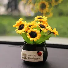 Моделирование автомобиля декоративные растения прекрасный зеленый завод Хризантема Роза Лаванда Декор автомобиля