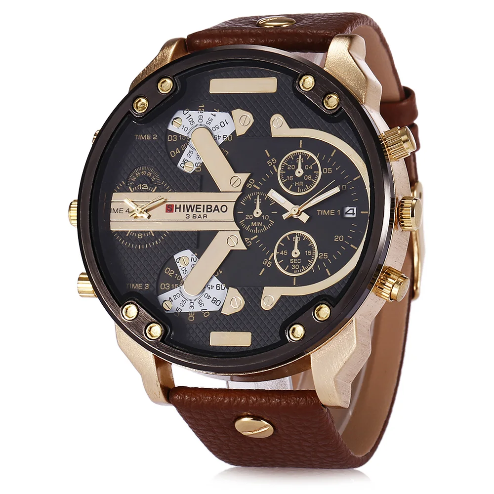dz military cool big case quartz watch for men watches dual time zones auto date sports watches free shipping (6)