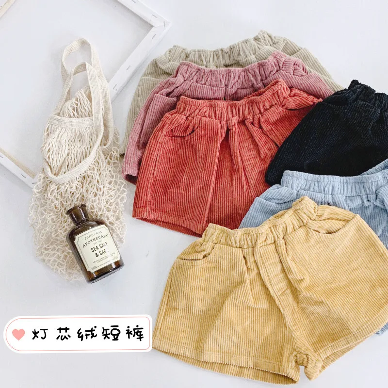 

Spring Summer baby girls boys fashion candy color corduroy all-match shorts kids cotton casual shorts 2-6Y