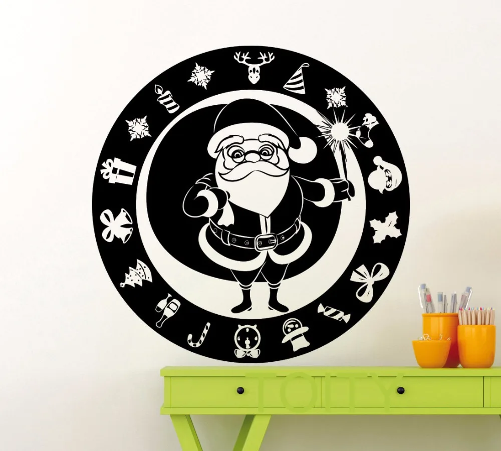 cheap Santa Claus Wall Sticker Winter Christmas Tree Gift New Year Vinyl Decal Home Nursery Room Interior Decor Art Mural for Children