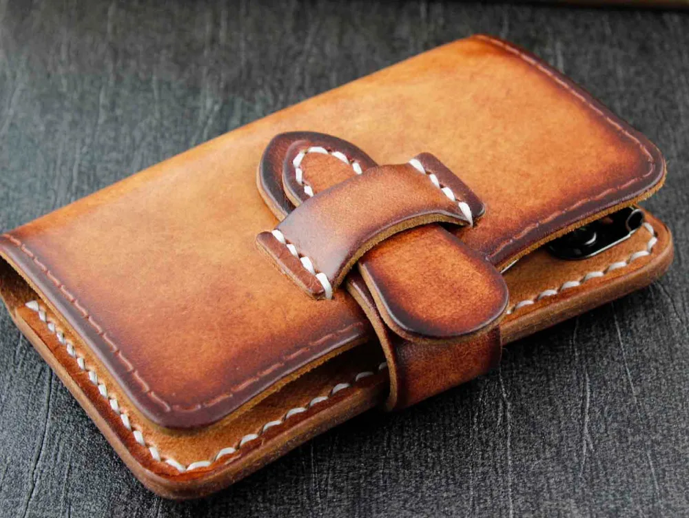 Genuine Leather Wallet Mens Womens Key Rings Holder Chain Wallet Case