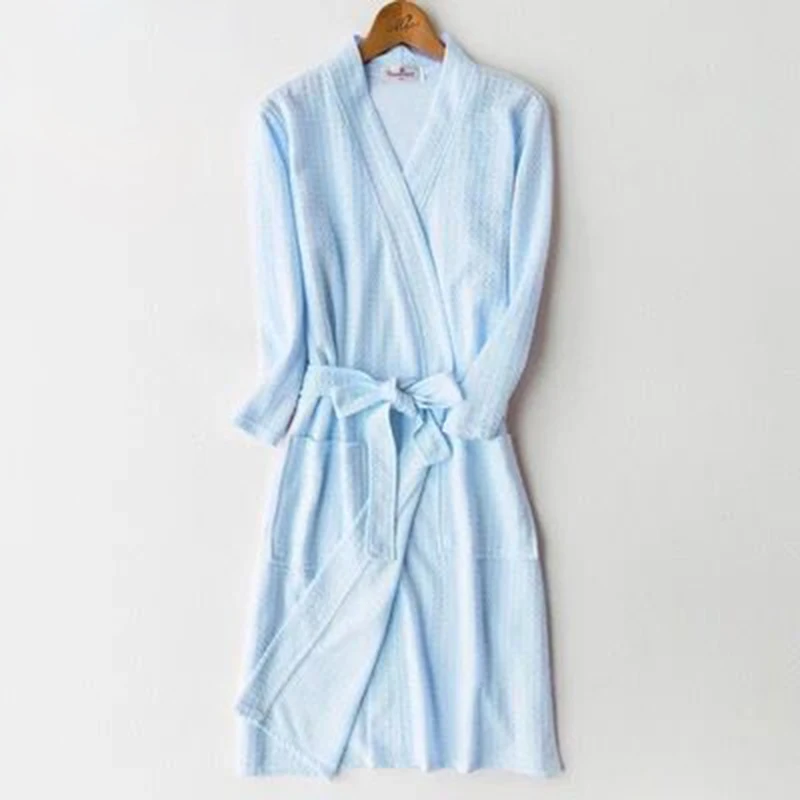 Женские однотонные халаты для невесты, элегантные тонкие повседневные Простые пижамы, дышащие мягкие кимоно, халат для женщин, разные цвета, шик - Цвет: sky blue