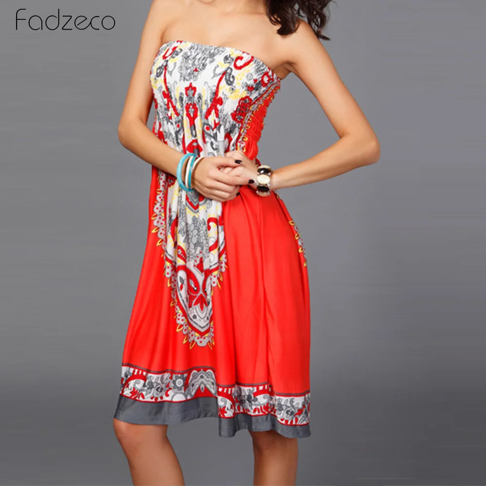 

Fadzeco Africa Dress For Women Sexy High Elastic Bandeau Midi Dress Pleated Slim African Tribal Print Dress Beach Style