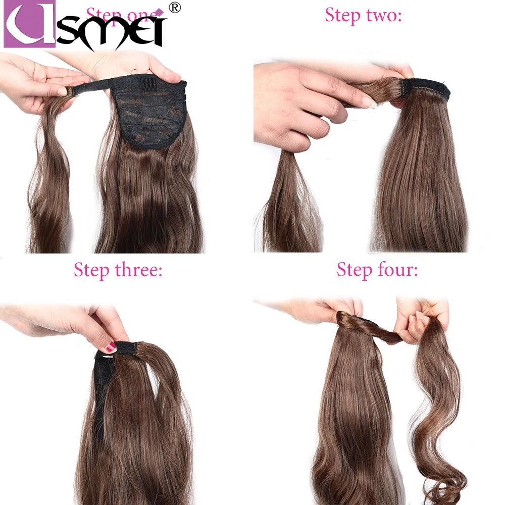 Usmei волос 22 длинные бодрый вьющиеся химическое Обёрточная бумага вокруг шиньоны Поддельные волос хвостик расширения 120 г высокое