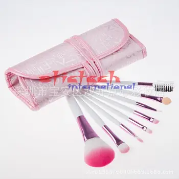 

by dhl or ems 100 sets 8 pcs/set makeup brushes kit with plastic handle leather case, 8 pcs pink makeup brush kit