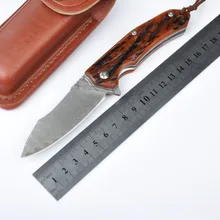 Открытый Отдых складной нож Дамаск Лезвие костей животных ручка Тактический Выживание Охота нож шарикоподшипник Карман EDC инструменты