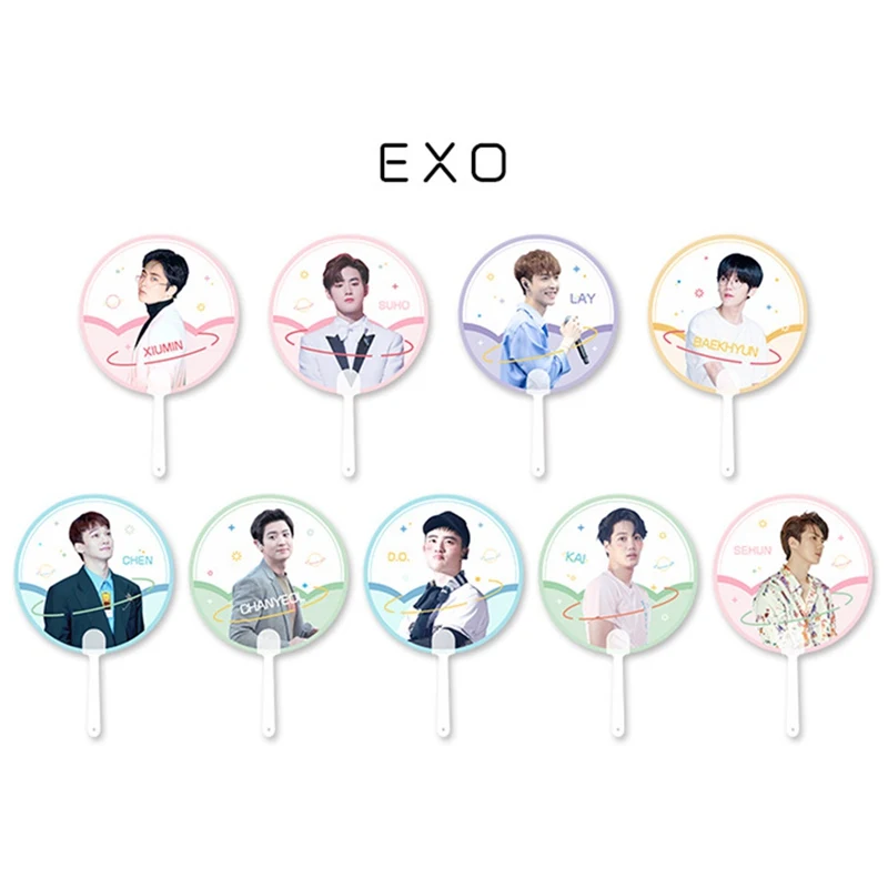 

1 Pc Kpop EXO Transparent PVC Transparent Hand Holder Fan Summer Cute Gift