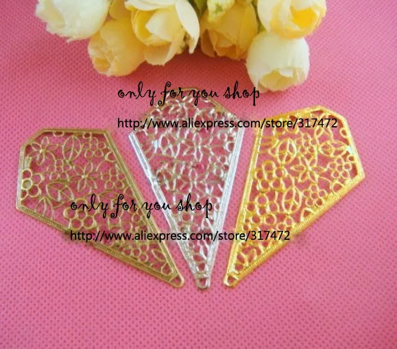 

Free ship!! 100pcs 38*70mm charms metal Water droplets flower piece - filigree stamping Spacer for jewelry findings