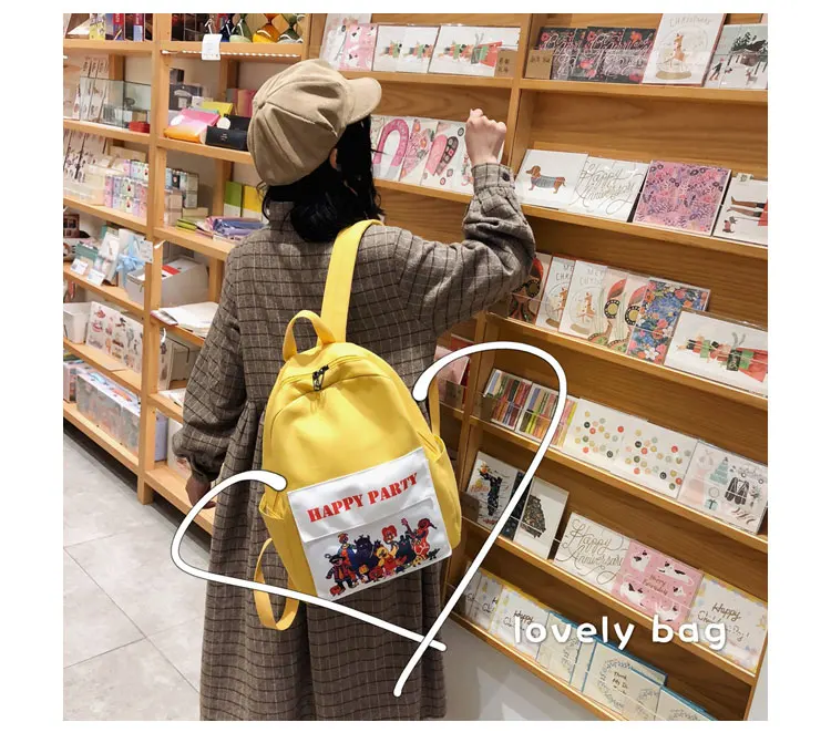 Menghuo Women Backpack Canvas Backpack Cute Printed School Bags Backpack Female Mochila Escolar Girls Backpack for Teenagers New_19