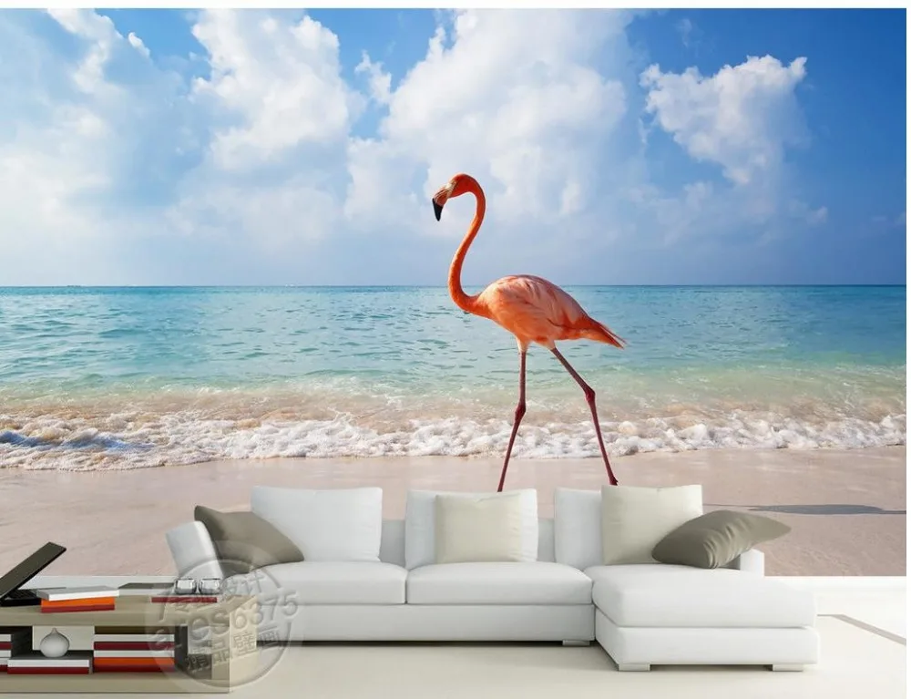

Custom photo wallpaper Large 3D Stereo romantic Blue sky ocean beach 3d stereoscopic wallpaper