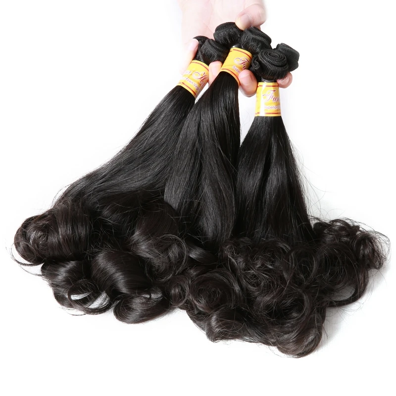 3 bundles Aunty Funmi Hair Egg curl natural color double drawn virgin European hair double drawn machine weft