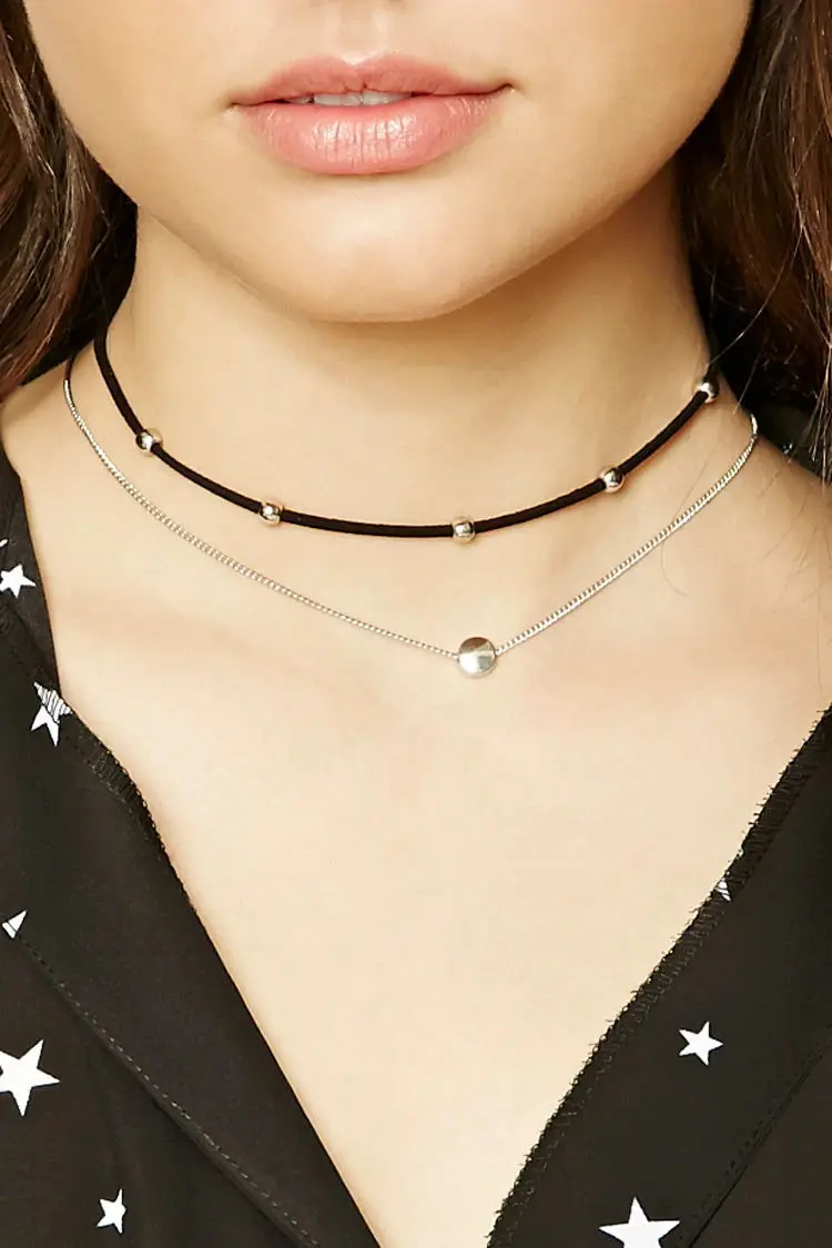 TTMM Jewrly Simple Choker necklace Double Layer Beads Chain Necklace
