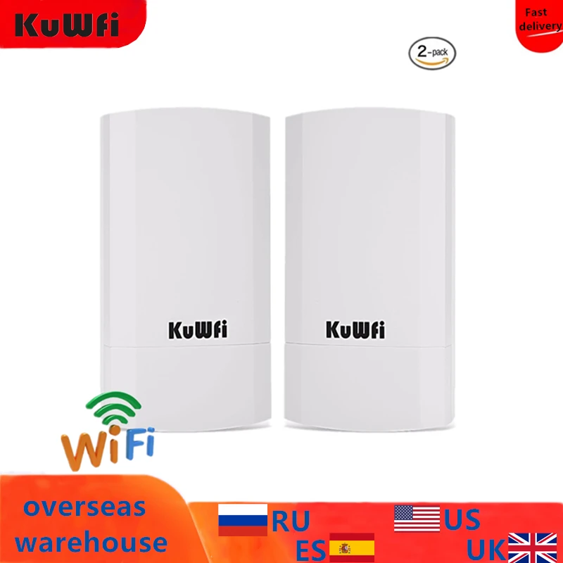 KuWFi 2 PCS 300 Мбит / с Wi Fi мост 1 км точка беспроводной открытый маршрутизатора без
