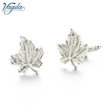 

VAGULA New Cufflinks Wedding Gift Suit Shirt Buttons Maple Leaf Cuff links Top Luxury Brand Round Bonito Gemelos 326