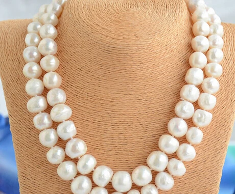 

Jewelr 005474 2row 15mm white baroque freshwater cultured pearl necklace