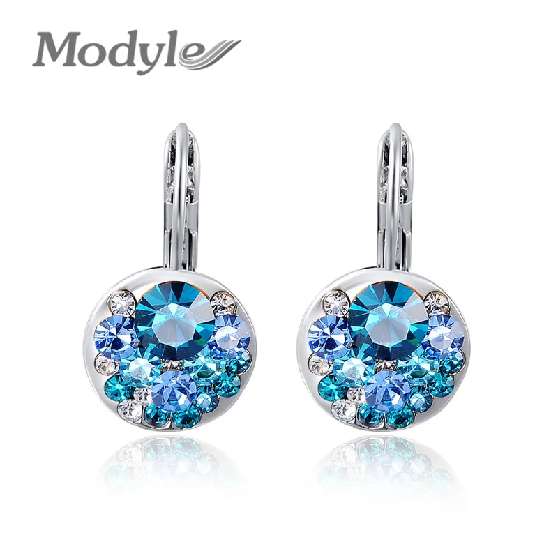 

Modyle 2019 High Quality 4 Colors Round Stone Zircon Earrings Fashion Jewelry Best Gift For Woman Bijoux