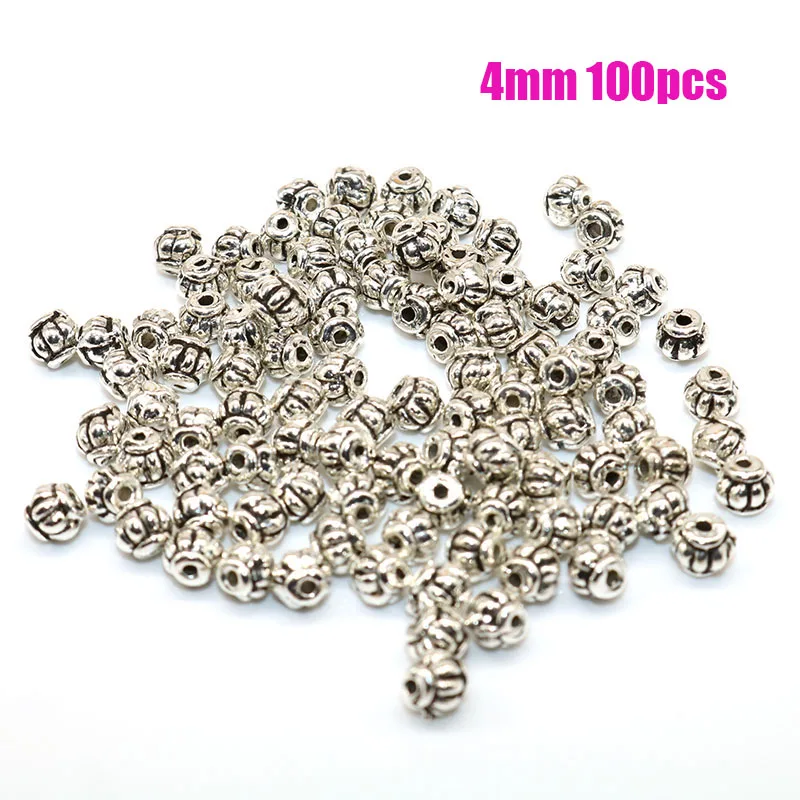

4MM 100pcs Tibetan Silver rhombus lantern end Beads Vintage Silver Spacer Beads Needlework beads Jewelry Making accessories
