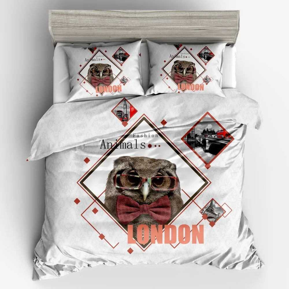 

LONDON Fashion animal 3D Bedding set 2/3pcs Twin Full Queen size bed Duvet cover set Bedding set USA CA Size