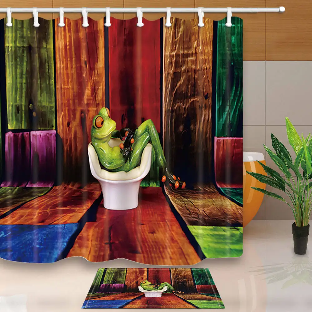 Новинка и высокое качество занавески для душа лягушка занавески для ванной креативная дизайнерская полиэфирная ткань водонепроницаемый молдинг экологичный
