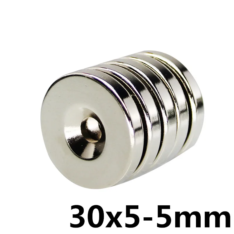 

1pc N35 30mm x 5mm Ring Hole 5mm Strong Round Countersunk Rare Earth Neodymium Magnet 30x5 30*5-5