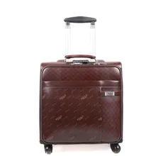 BOLOBRAVE Suitcase men travel luggage bag Synthetic cowhide commercial compute trolley case Bags, new style, spinner wheels, 16