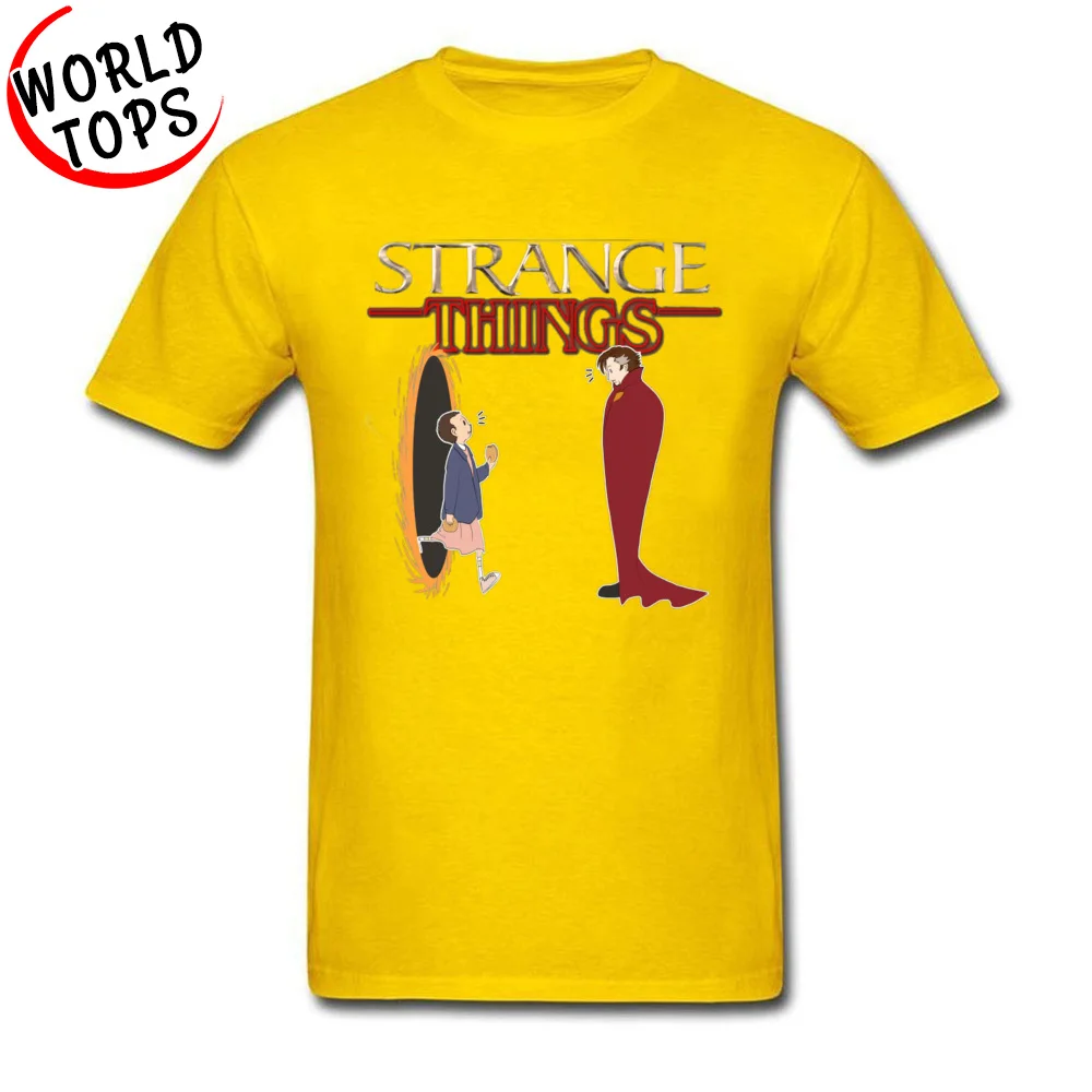 Doctor Strange x Stranger Things Cotton Male Short Sleeve T Shirt Cool Summer/Autumn Tshirts Print Tops & Tees Company O-Neck Doctor Strange x Stranger Things yellow