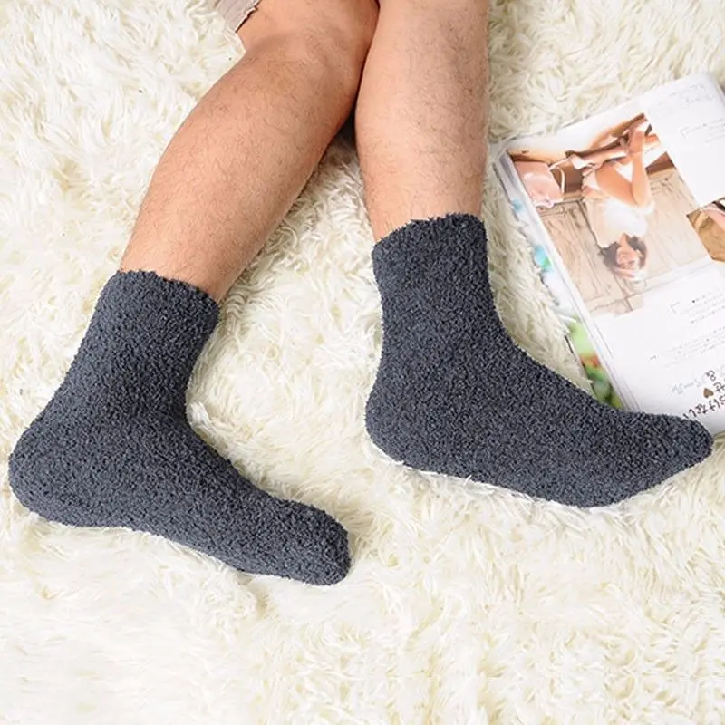 Горячая Распродажа, удобные очень уютные носки из чистого кашемира для мужчин и женщин, зимние теплые домашние Пушистые Носки для сна - Цвет: Iron Gray