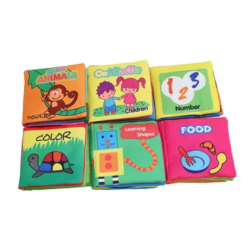 

Cartoon Animal English Cloth Book Baby Toy Intelligence Development Bed Cognize Books Rattle Educational Toys