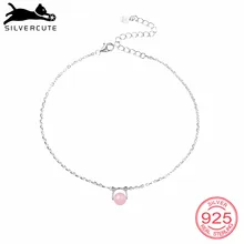 SILVERCUTE розовый кристалл лодыжки браслет для женщин 925 пробы серебряные летние пляжные ювелирные изделия аксессуары цепочка для ног SCA6439B