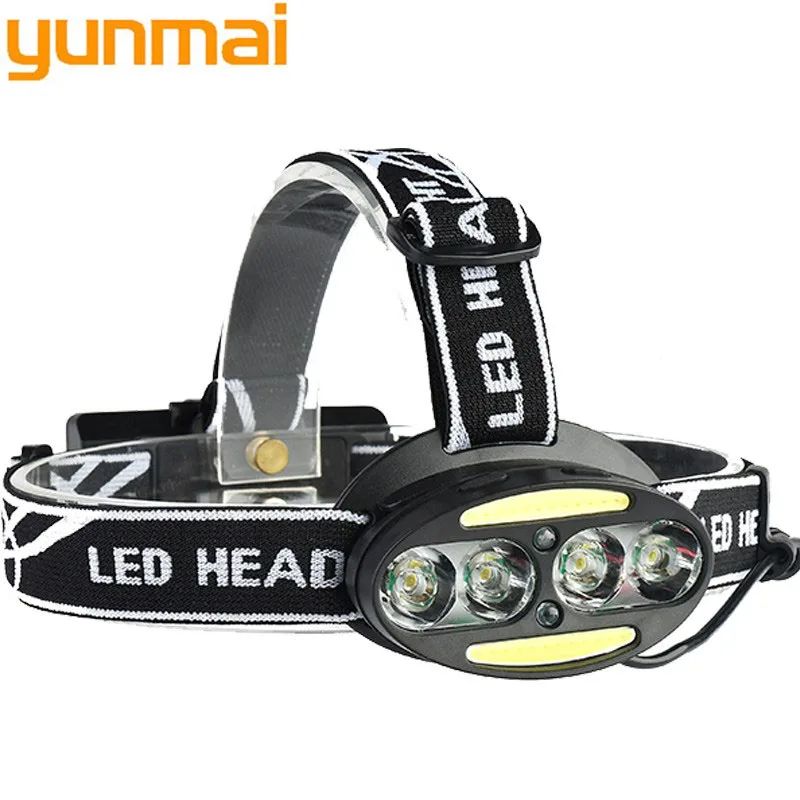 

30000 Lumen Headlight headlamp 4* XM-L T6 +2*COB+2*Red LED HeadLamp USB rechargeable Flashlight Torch Lanterna with batteries