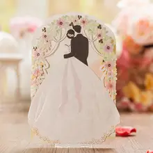 50pcs/pack Laser Cut Wedding Invitations Kits Customized Bride and Groom Floral Cards Engagement for Marriage Wedding Favors