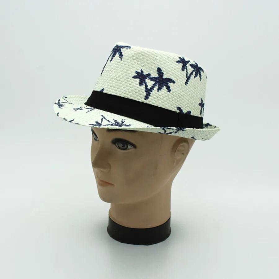 Новинка, британский стиль, ковбойская соломенная шляпа, кепка, летняя мужская, джаз, пляжные мягкие фетровые шляпы, шляпа от солнца, кокосовое дерево, шляпа джентльмена - Цвет: as photo