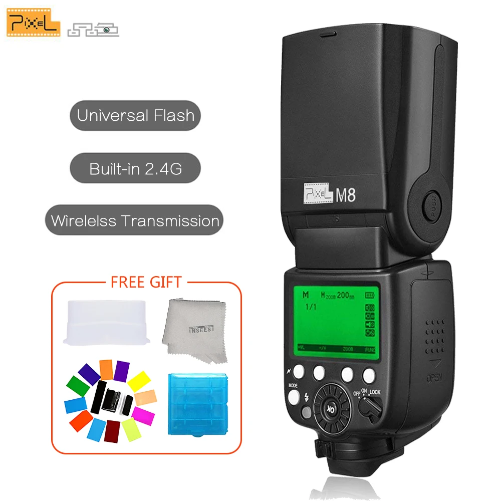 PIXEL M8 Беспроводная вспышка для камеры GN60 с ЖК дисплеем Canon Nikon Sony Pentax Fujifilm Panasonic Olympus