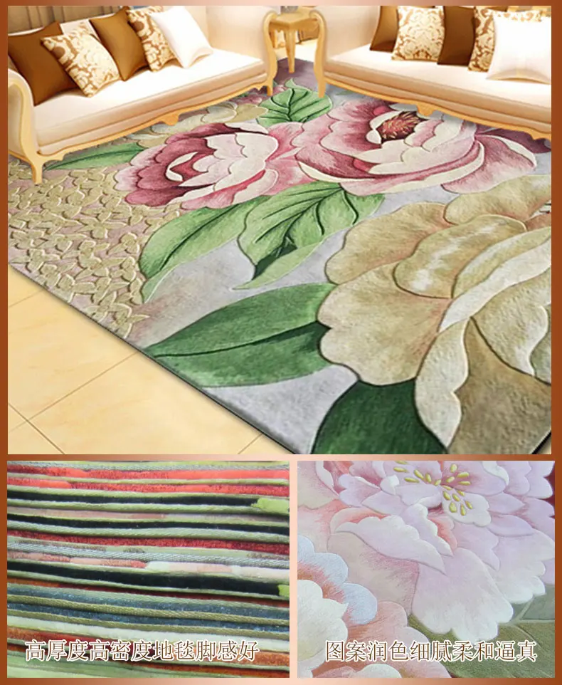 Цветы на коврах, шерстяной ингредиент для гостиной, спальни, полноразмерный коврик, декоративные напольные ковры, цветочный ковер