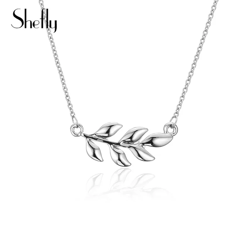 

Small Leaf Pendants Necklace Silver Colour Elegant Charm Choker Necklace Jewelry For Women Party Gifts Pendant Bijoux Collier