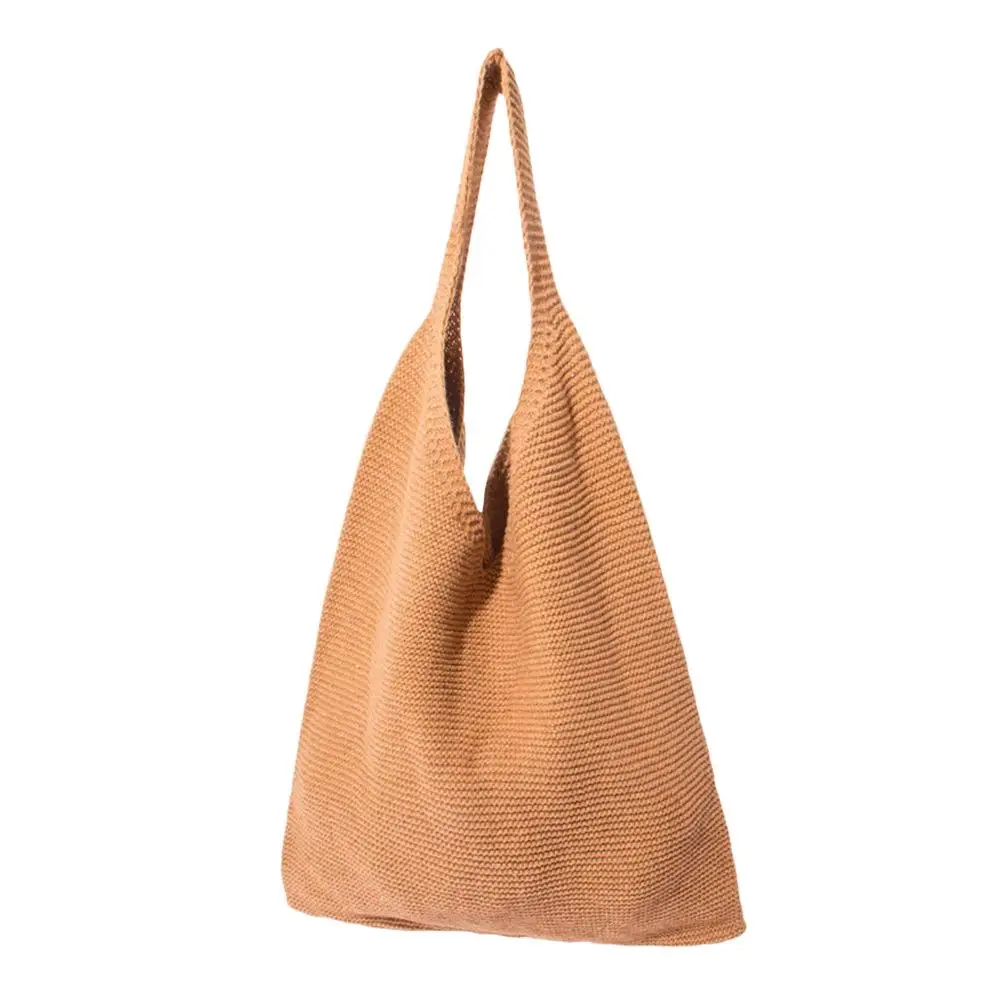 Для женщин шерстяной тканый Сумки Удобная Повседневная вязаная сумка модная простая Женская универсальная сумка крючком сумки через плечо сумка - Цвет: D