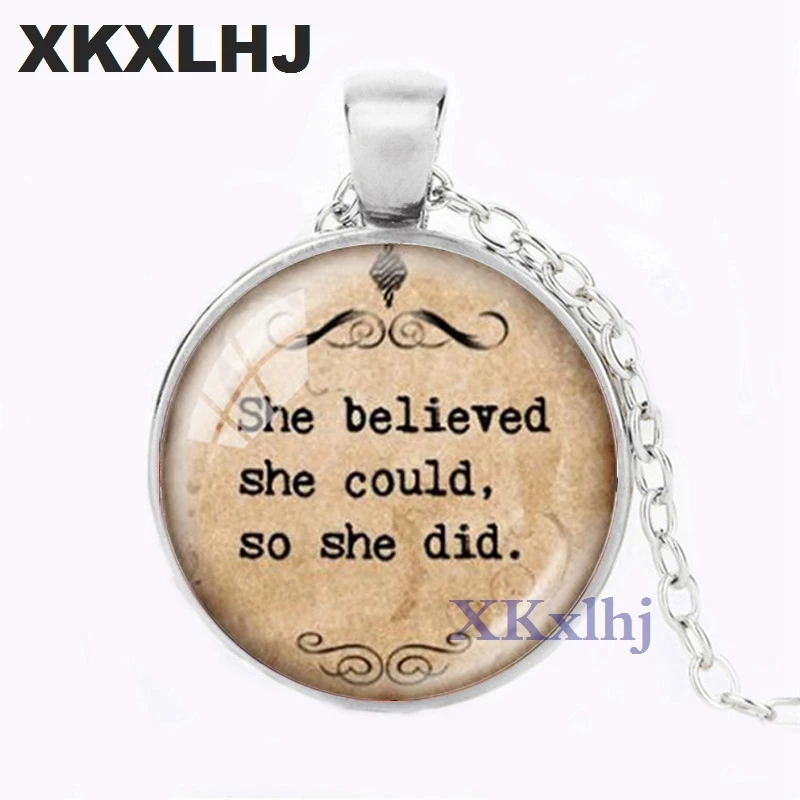 

XKXLHJ christian jewelry lnspirational Jesus Vintage Chain Necklace Faith Bible Pendant She believed she could,so she did.