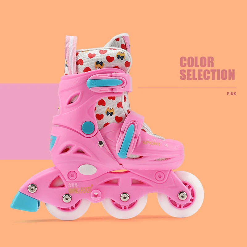 Kids Children Stable Balance Slalom Double line Parallel Ice Skate Roller Shoes Inline Adjustable Fall Prevention For Beginner